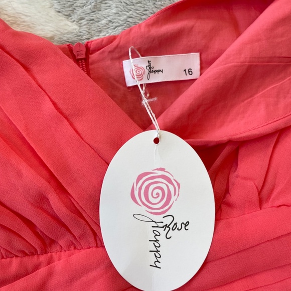 Happy Rose NWT Junior Girls Long Chiffon Coral Party Dress Size 16 - Picture 8 of 9